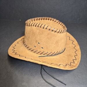 Tan Cowboy Hat with Black Stitching